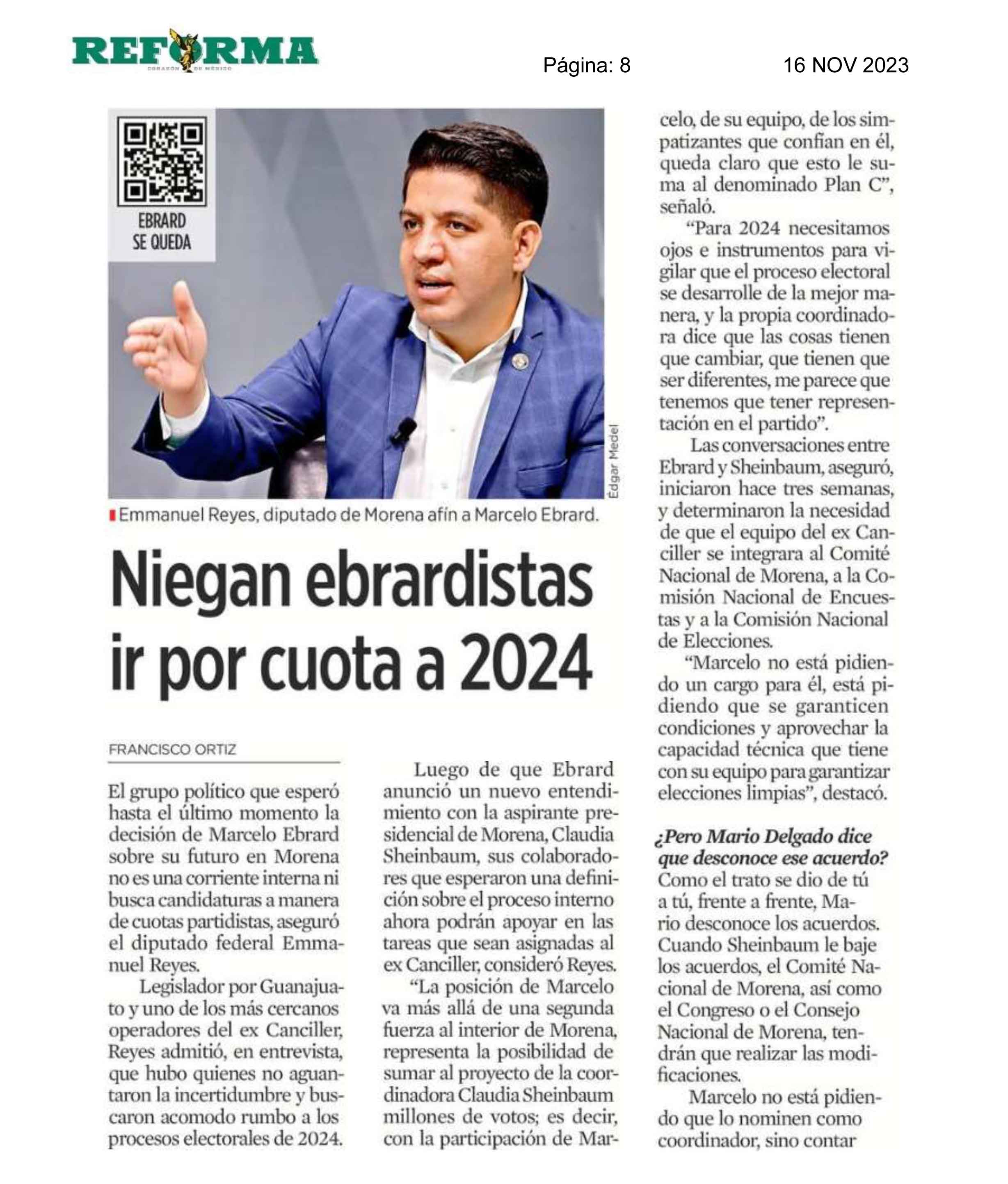 Niegan ebrardistas ir por cuota a 2024