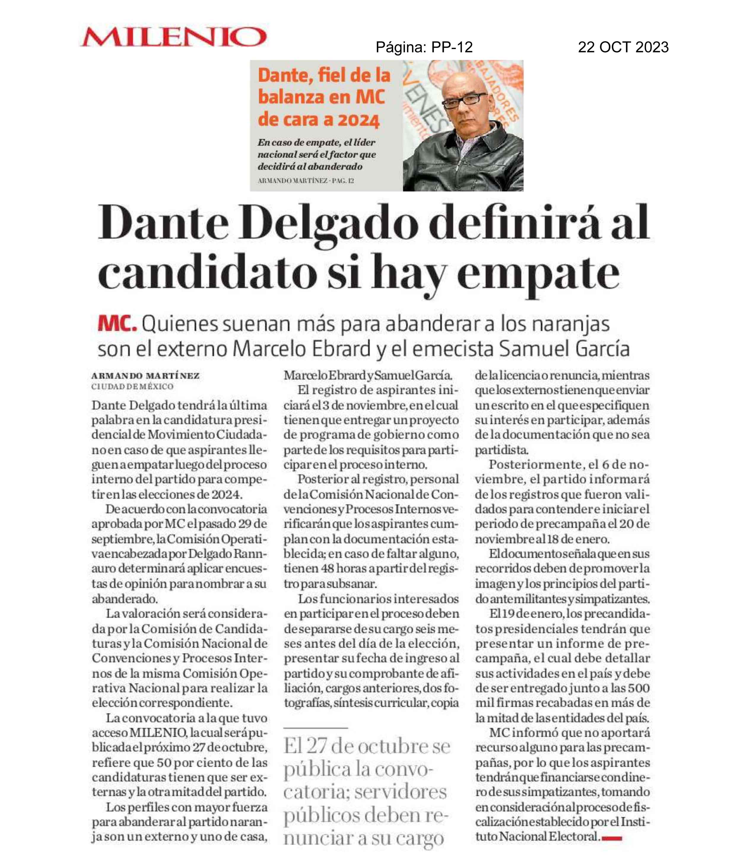 Dante delgado definirá al candidato si hay empate